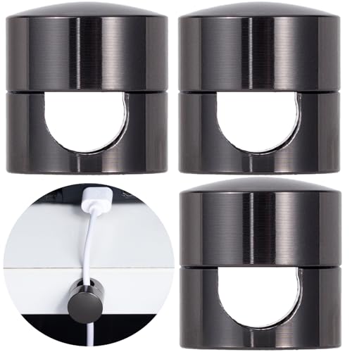 SmallCat 3 Sets Charger Holders for Cords, Black Adjustable Cable Anchor Holders, Adhesive Metal Cord Clips, Cable Management Wire Organizers for Desk, Office, Nightstand - color: Black, size: 3 Sets