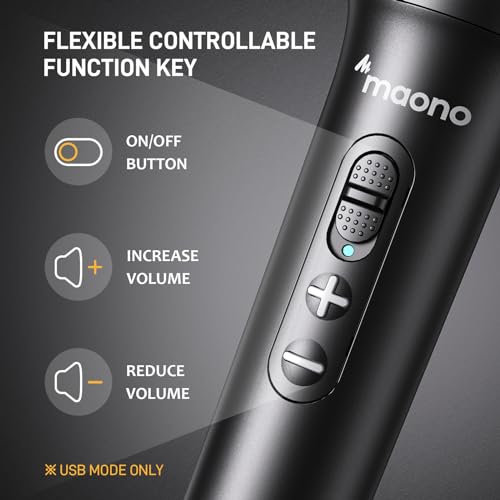 MAONO USB/XLR Dynamic Microphone for Podcast Recording, Computer PC Mic with Noise Suppression, Headphones Jack, Compatible Mixers & Audio Interfaces for Home Studio, Vocal, Music, Streaming, HD300T