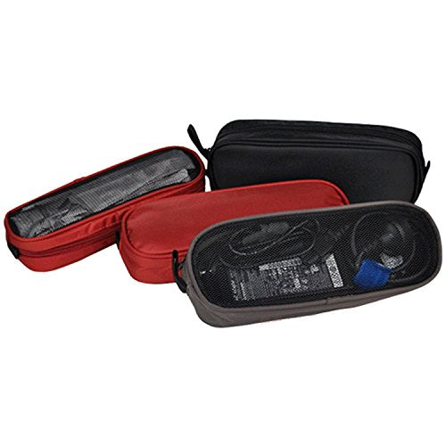 Universal Electronics Accessories Travel Organizer - Zipper Mesh Adapter Case for Laptop, Notebook, Tablet, Power, Mouse, Cord, USB Accessories - Red