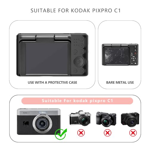 Silicone Case for kodak pixpro C1 Digital Camera with 2PCS Screen Protector and Lanyard - Black - color: Black