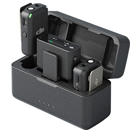 DJI Mic (2 TX + 1 RX + Charging Case), Wireless Lavalier Microphone, 250m (820 ft.) Range, 15-Hour Battery, Noise Cancellation Wireless Microphone for PC, iPhone, Record Interview, YouTube, Black | Dual Transmitters Plus 1 Receiver, Up to 250 M Line-of-Si