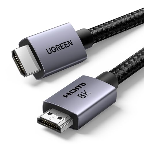 UGREEN 8K HDMI 2.1 Cable 48Gbps 33FT, Ultra High Speed HDMI Cord Aluminum, 4K@240Hz 120Hz 10K 8K@60Hz, HDCP 2.2&2.3, eARC HDR 10 Dolby Compatible with PS5/Blu-ray/Roku TV/Switch 2/Mac mini - size: 33FT