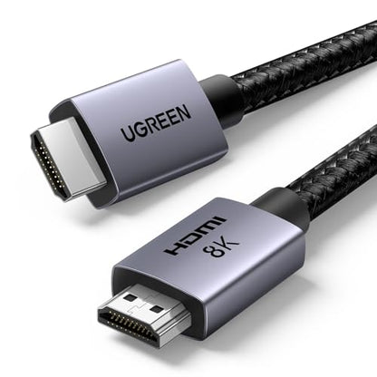 UGREEN 8K HDMI 2.1 Cable 48Gbps 33FT, Ultra High Speed HDMI Cord Aluminum, 4K@240Hz 120Hz 10K 8K@60Hz, HDCP 2.2&2.3, eARC HDR 10 Dolby Compatible with PS5/Blu-ray/Roku TV/Switch 2/Mac mini - size: 33FT