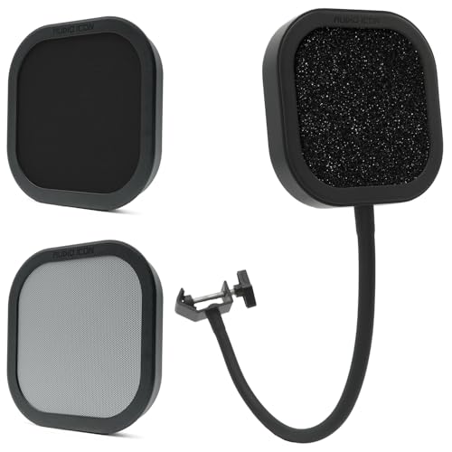 Flex Pro Pop Filter Interchangeable Metal, Mesh, foam Windscreen Microphone Shield, Aluminum Frame, Music Studio Recording, Heavy Duty Flexible 360° Gooseneck, Bundle (Metal, Mesh, Hydrophobic foam) - color: Bundle (Metal, Mesh, Hydrophobic foam)