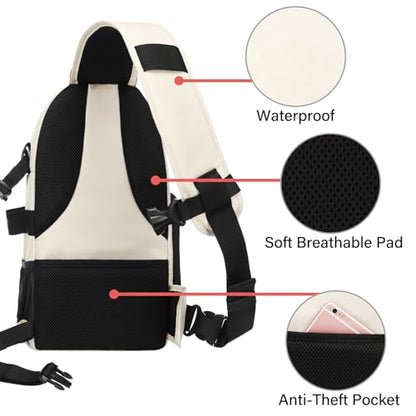MOSISO Camera Sling Bag, DSLR/SLR/Mirrorless Camera Case Shockproof Photography Camera Backpack with Tripod Holder & Removable Modular Inserts Compatible with Canon/Nikon/Sony/Fuji, Beige - color: Beige