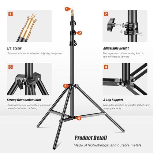 Godox Light Stand 240CM/94 in Photography Light Stand Heavy Duty with 1/4” Universal Screw Carry Bag Portable for Photography Studio Portrait Shooting - size: 94.5in