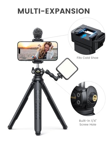 Lamicall Tripod for iPhone with Silicone Legs - [8-Strand Aluminum Core] Flexible Camera Tripod with Wireless Remote, Heavy-Duty Phone Stand Cold Shoe for iPhone Pocket 3/4 Samsung GoPro DSLR Camera - style: NEW Upgraded - Silicone for iPhone