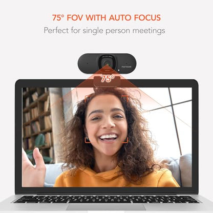 NUROUM V15AF 2K Webcam for PC, 1080P 60fps Autofocus HD Webcam with Dual Noise Cancelling Microphone, 75° FOV&Light Correction, USB Web Camera Plug&Play for Zoom/Teams,Grey - style: V15AF-Grey