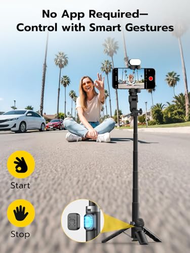 AOCHUAN Gimbal Stabilizer for iPhone, 4 in 1 Phone Gimbal w/360° Rotation for iPhone/Andriod Sefie Stick Tripod w/Auto Face Tracking and Wireless Remote for Vlogging-M3 Promini Black - color: Black