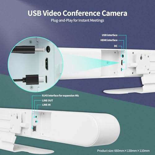 4K USB Video Conference System, 120°Wide Angle Camera, 6x Noise-reducing Mics, 2x 10W Hi-fi Speaker for Small & Medium Conference Rooms, Auto Framing & Tracking for PC Meetings, Microsoft Teams & Zoom