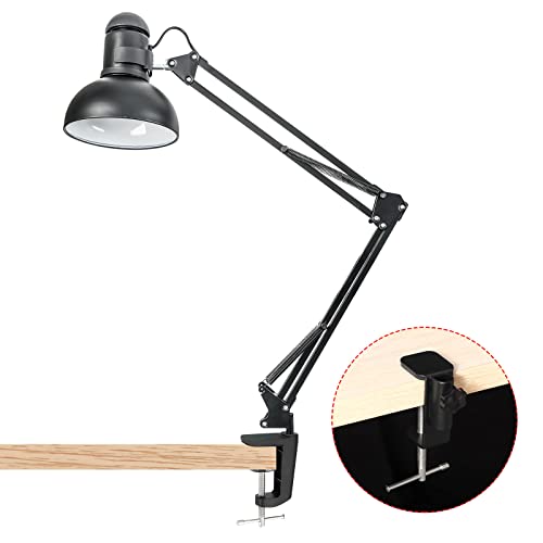 PATIKIL 0.51" Hole Dia. Desk Table Mount Clamp, Universal C Shape Desk Clamp with Adjustable Screw for Mic Microphone Arm Lamp Stand, Black