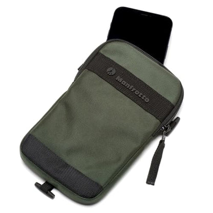 Manfrotto Street Pouch, Smartphone Shoulder Bag, Smartphone Accessories, Phone Case, with Shoulder Strap, for Smartphone with Screen up to 6.8 Inches, Colour Green - size: Small - Pouch