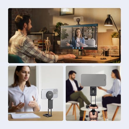 NEEWER Continuity Camera Mount for Desktop Monitor, Magnetic Tri Fold Desk Phone Webcam Holder with Arca Type Base, Compatible with MagSafe iPhone iMac Apple TV 4K Desktop Mac Laptop Samsung, SP08 - style: SP08