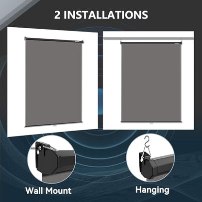 RAUBAY Retractable Pull Down Grey Screen Backdrop - 59.8" x 86.6" Collapsible Wall-Mount Background for Professional Video Production, Photography, TikTok and Video Conferencing - color: Grey, size: Standard(59.8 x 86.6in)