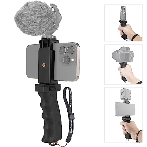 Universal Ergonomic Anti-Fall Mobile Phone Smartphone Handle Stabilizer Mount Rig Portable Selfie Stick Tripod Handheld Vlogging Monopod for 60-85mm Wide iPhone Samsung Android
