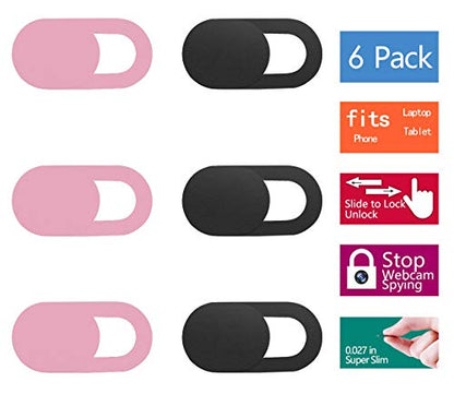 SIREG Webcam Cover Slide Ultra Thin - Cute Pink & Black Web Camera Cover fits Laptop,Tablet,Computer, Smartphone, Protect Your Privacy and Security,Strong Adhesive