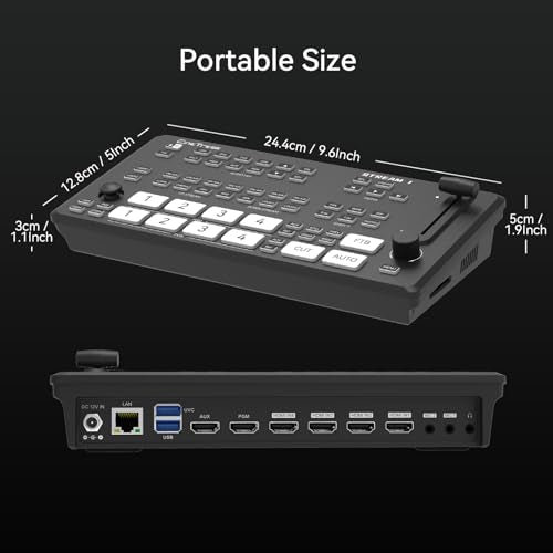 CINETREAK Stream 1 Live Streaming Switcher 4 HDMI & AUX Inputs, PTZ Control Dual RTMP Streaming Chroma/Luma Key Recording & Playback and Landscape & Portrait Livestreaming（NDI Updatable）