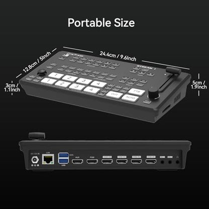 CINETREAK Stream 1 Live Streaming Switcher 4 HDMI & AUX Inputs, PTZ Control Dual RTMP Streaming Chroma/Luma Key Recording & Playback and Landscape & Portrait Livestreaming（NDI Updatable）