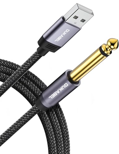 DUKABEL USB Guitar Cable, USB-A to 1/4 TS Cord for Guitar Recording, 8Feet/2.4Meter Instrument Mono Cord for Bass, Mixer, PC, Laptop(Donot Work with RockSmith) - style: USB to 1/4 inch
