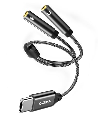 USB C to TRS 3.5mm Headphone Mic Splitter, Type C to Headphone and Microphone Jack Audio Adapter for Dual-Plug PC Gaming Headset to Type-C Laptop, Tablet, Mobile Phone, PS5, 12 inch, Gray - color: Grey, size: 1 FT