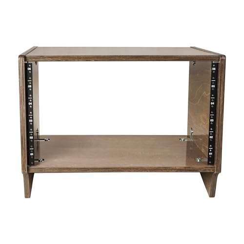 Sound Town DIY 6U Angled Desktop Turret Studio Rack with Solid Baltic Birch Plywood, Weathered Brown, Assembly Required (SDRK-Y6SLB) - size: 6U, Weathered Brown