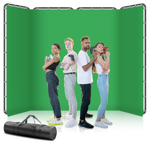 7.87ft x 13.12ft Large Green Screen Backdrop with Stand, Foldable Frame for Group Photo Backdrop, YouTube Creators, Streamers, Studio Photography, Video Shooting, Live Streaming & Gaming