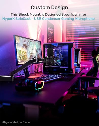 Custom Built for SoloCast Shock Mount, Upgrade Anti-Vibration Suspension Elastic Shock Mount Holder Clip Mics Stand with Screw Adapter Compatible with Hyperx SoloCast Microphone - size: HyperX SoloCast Shock Mount