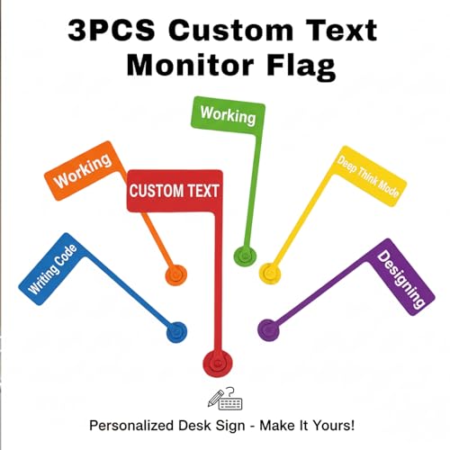 3PCS Custom Text Monitor Flag, Personalized Desk Sign, Do Not Disturb Busy Sign for Office and WFH, On a Call Status Indicator, Funny Coworker Gift, Easy-to-Install Desk Accessory for Desktop or Laptop