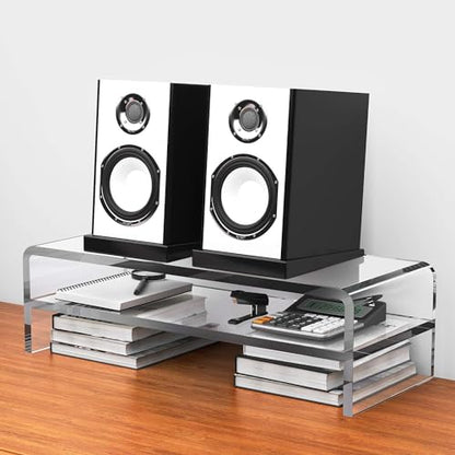 Egchi Acrylic Monitor Stand,2 Tiers Computer Monitor Riser(18x8x5.5 inches),Computer Stand/Monitor Riser for Office,School,Home,Laptop Stand Desktop Stand for Keyboard Storage&Printer TV Screen - size: 18''x8''x5.5''- 2 Tiers