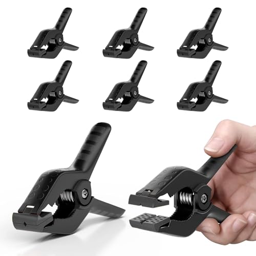 EMART 6 Pack Heavy Duty Spring Clamps, 4.5 inch Plastic Photo Booth Backdrop Clips Clamps for Backdrop Stand, Photography Studio, Photoshoot, Woodworking, Balloon Arch, Crafts, Pool Cover-Black - color: Black, size: 4.5 inch