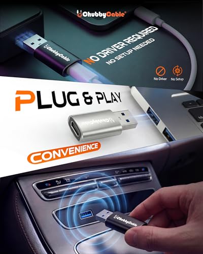 chubbycable USB to USB C Adapter 2Pack USBC Female to A Male OTG Charger Type C to USB A Charger Cable Converter for Mobile Phone, Computer, Laptop, Earphone, Mouse Keyboard, CarPlay