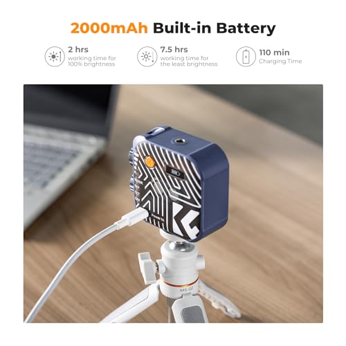 K&F CONCEPT Bi-Color LED Video Light, 2000mAh Rechargeable Portable Camera Lights, CRI 96+, 2500K-9900K, 15 Light Effects, Photography Lighting for Vlogging, Selfie, Blue - color: Blue
