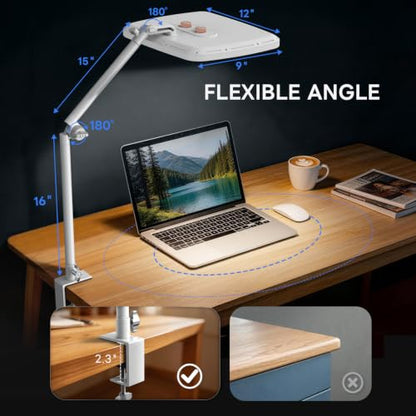 NiceVeedi 14" Soft Key Light, Dimmable Desk Ring Light with Clamp, 2700K-6500K/CRI97+/Flexible Arm/2.4G Remote, Streaming Light for Podcast/Home Office/YouTube/TikTok/Makeup/Video Calls
