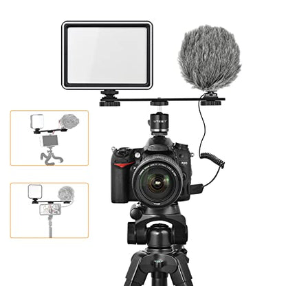 UTEBIT 8 inch Flash Bracket, with 1/4" Screw Hot Shoe, 1 Pack | Dual Camera Mount Flash Bracket Extension Bar, Straight Flash Brackets Tripod Mount for DSLR Camera LED Light, Black - size: 8 Inch