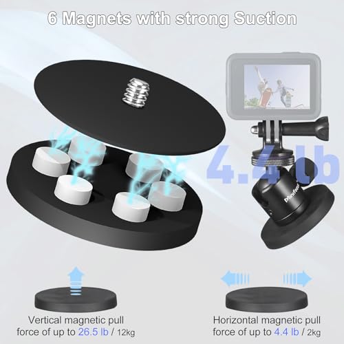 Magnetic Camera Mount for Action Camera, Super Strong Rubber Magnet with 360° Rotation Ball Head, 1/4"-20 Male Thread Screw, Magnet Camera Stand for GoPro, Insta 360, DJI Osmo Action Nano - color: C1302-New