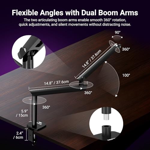 NEEWER Low Profile Mic Boom Arm Desk Mount, Microphone Boom Arm with 360° Ball Head & Cable Management Channels, 1/4" 3/8" 5/8" Threads for Podcast Streaming Gaming Recording, Max Load 3.3 lb, MS007 - style: MS007