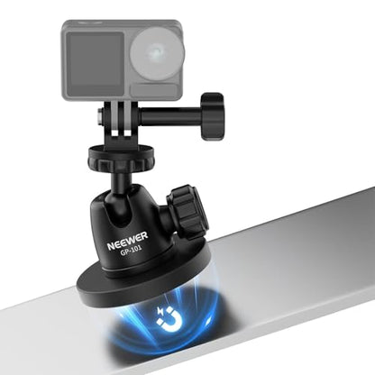NEEWER Basics Magnetic Camera Mount for Action Camera Compatible with GoPro Insta360 DJI AKASO Accessories, Strong Magnet 360° Ball Head Mount for Car Video Recording Live Streaming, GP-101 - style: GP-101
