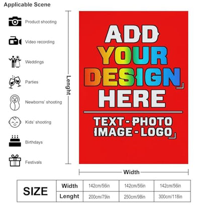 Custom Photography Cloth Design Your Own Photo Logo Text Personalized Backdrops Non-Reflective Non-Penetrating Photoshoot Background Screen Portrait Studio Photobooth Drops 56 X 79 Inches, Bright Red - color: Bright Red, size: 56"×79"