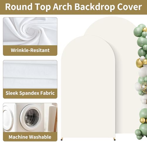 2 Pack Arch Backdrop Stand and Cover Set (7.2FT/6FT), Balloon Arch Stand, Metal Background Arch Stand, Backdrop Arch Frame, Wedding Arch for Backdrop (Ivory Cover) - color: Arch with Ivory Cover-(7.2FT/6FT)