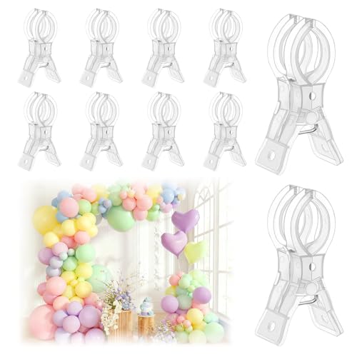 EMART 10 Pack Balloon Arch Clips Plastic Clear Large Towel Clips 3.5 Inch Heavy Duty Spring Clamps for Backdrop Stand Balloon Arch Kit Birthday Decoration Crafts Woodworking Photography Studios - color: Clear
