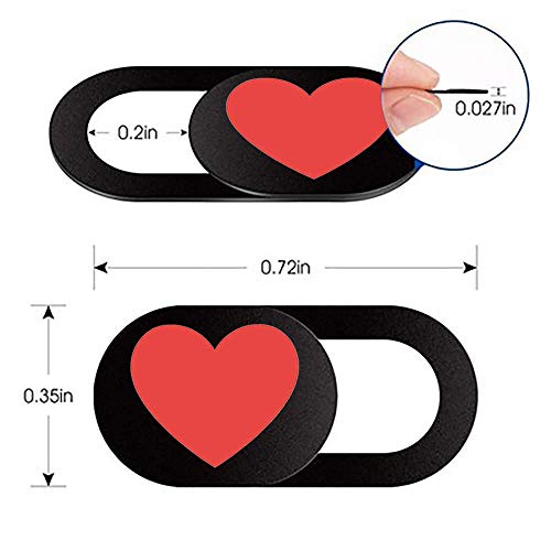 Webcam Cover 3 Pack Ultra Thin Slide Laptop Camera Cover for Echo Show, Computer, Tablet, Chromebook, PC - Peach Heart Black - color: Heart Black