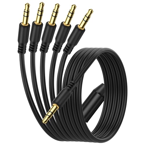 XMSJSIY 3.5mm TRS Y Splitter Stereo Audio Extension Cable 1/8" TRS 3 Pole 1 Male to 5 Male AUX Jack Adapter Headphone Cord for Mp3 Player Mobile Phone Laptop - 1M/3.2FT