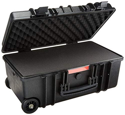 Amazon Basics Hard Protective Camera Case with Wheels, Large, Black, 22"L x 14"W x 9.8"H - size: Large