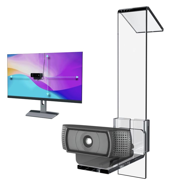 PlexiCam Pro V2 | Center Screen/Middle Screen Webcam Mount | Position Any Webcam (Not Included) Anywhere/Any Screen (Laptops-32) | Tripod gooseneck teleprompter Alternative for Eye Contact Audience
