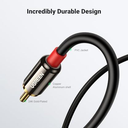 UGREEN 3.5mm to RCA Cable, 6.6FT RCA Male to Aux Audio Adapter HiFi Sound Headphone Jack Adapter Metal Shell Y Splitter Auxiliary Cord 1/8 Connector for Phone Speaker MP3 Tablet HDTV - size: 6.6FT