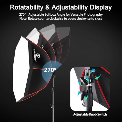 Light Box Photography Lighting Kit:2-Pack 37" Octa Softbox,Honeycomb Grid,110W LED Lamps,RC,Tripod Stands for Studio Light,Video Recording,Portraits,Model/Food/Pet/Baby/Product Shoots & Live Streaming - size: 2-Pack