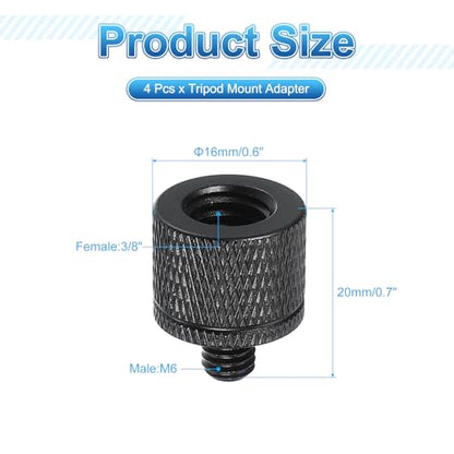 PATIKIL Tripod Screw Adapter 3/8" Female to M6 Male, 4 Pcs Tripod Nut Connectors Camera Mount Screw Camera Double Head Converter for Microphone Holder Magic Arms Accessories, 20 mm - size: 3/8" Female to M6 Male,20 mm