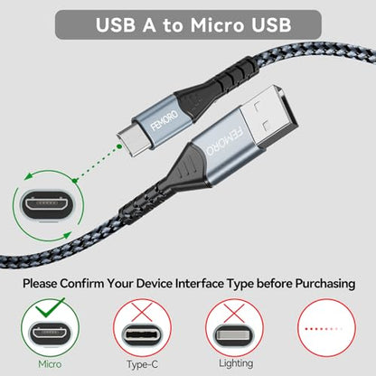 FEMORO Micro USB Cable 20 Ft, Extra Long MicroUSB Braided Charging Cord for PS4 Xbox Controller Old Kindle Android Phone Raspberry Pi 3 and More Micro-USB Devices - size: 20 Feet