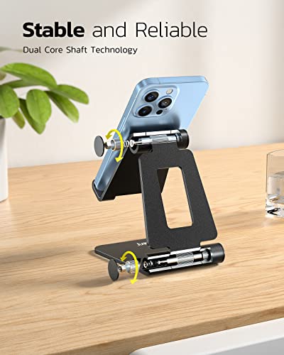 Nulaxy 2 Pack Dual Folding Cell Phone Stand, Fully Adjustable Foldable Desktop Phone Holder Cradle Dock Compatible with Phone 16 15 14 13 12 Pro Xs Xs Max Xr, All Phones, Black&Gold - color: F-Black & Gold