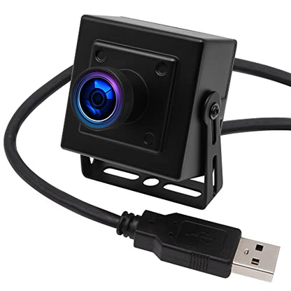 ELP Mini Aluminum Black Case USB Security Camera with 170degree Wide Angle Fisheye Lens USB2.0 Lightburn Camera for Home Security and Machine Vision System,9.9ft/3m Cable for PC, Laptop, Jetson Nano - color: 170 Degree Lens Mini, style: USB Camera
